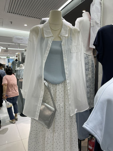 十三行夏装女新款时尚薄款chic长袖衬衣白色开衫防晒透气衬衫上衣