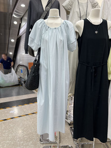 十三行夏装女新款设计感小众圆领娃娃长裙甜美韩版宽松短袖连衣裙