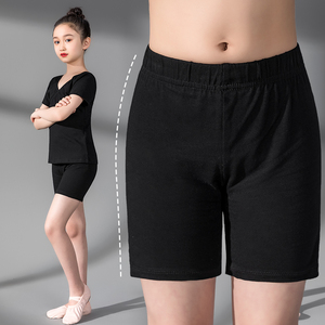 女童舞蹈裤直筒紧身纯棉弹力练功高腰儿童夏季外穿透气黑色三分裤