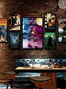 经典电影海报有框装饰画 咖啡厅复古电影院文艺壁画 墙面装饰挂画