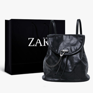 ZA家时尚新款2023潮流抽绳背包休闲大学生书包旅行包双肩包女包包