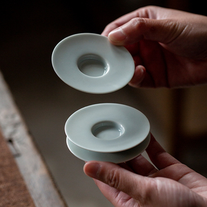 仿古釉手工影青陶瓷器茶托创意杯托功夫茶道茶具杯垫隔热垫茶配件