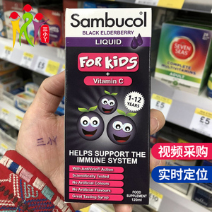 英国Sambucol儿童黑接骨木糖浆儿童VC宝宝补锌维生素C保健营养品