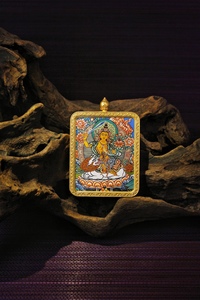 唐卡吊坠西藏热贡纯手绘本命佛大威德玛哈嘎拉白绿度母龙年挂件
