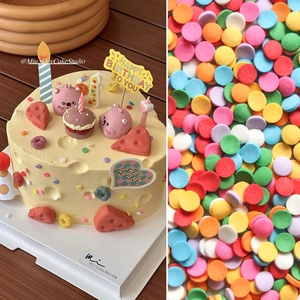 网红烘焙蛋糕装饰彩色小圆片彩糖生日蛋糕装饰彩糖片甜品台装扮