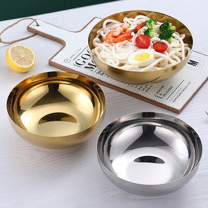 韩国冷面碗不锈钢单层金色拌饭拌面碗汤碗沙拉盆商用韩式料理餐具