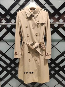 Burberry/巴宝莉风衣男 FW经典中长款肯辛顿双排扣修身大衣外套女