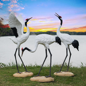 户外仿真仙鹤摆件园林造景丹顶鹤模型花园景观水池庭院鹤雕塑装饰