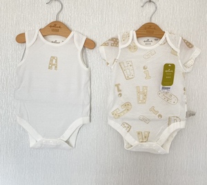 Hallmark贺曼夏季男女婴儿宝宝纯棉网布网眼短袖无袖包屁衣两件装