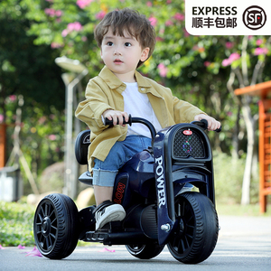 新款儿童电动木兰摩托车三轮车男女孩宝宝123岁可坐带遥控玩具车