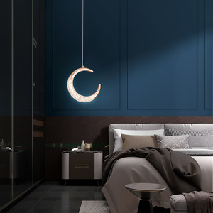 轻奢床头吊灯后现代简约卧室温馨浪漫网红创意个性月亮单头小灯具