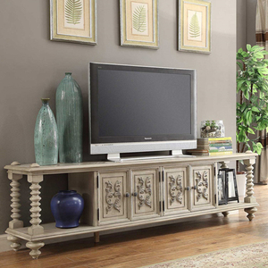 美式原木雕花白色做旧电视柜茶几沙发组合客厅实木家具定制小户型