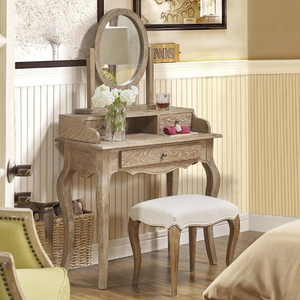 欧式美式迷你梳妆台80cm卧室全实木床头小型化妆桌凳组合仿古定制
