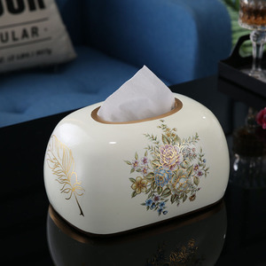 抽纸盒客厅家用轻奢北欧纸巾盒美式创意高档餐巾盒欧式陶瓷纸抽盒