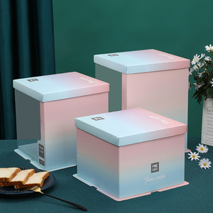 半透明生日蛋糕盒子包装盒6六8八10十12寸手提双层加高方形盒定制