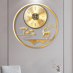 客厅挂钟轻奢高端领导办公室内黄铜艺术时钟创意现代简约挂墙钟表