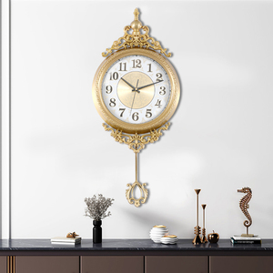 客厅装饰挂钟创意北欧风法式黄铜豪华挂表家居卧室内时钟轻奢钟表