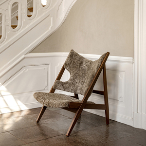 AUDO Knitting Chair系列羊毛皮革坐垫靠背实木休闲椅单椅