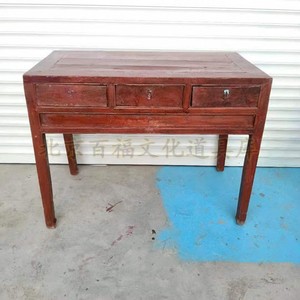 老物件老桌子老书桌三屉桌中式书桌民俗怀旧书桌70年代实木书桌