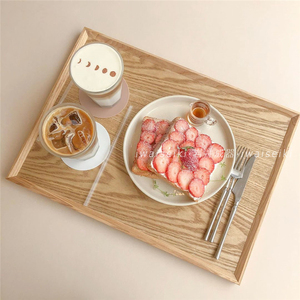 岩井成器 韩国ins风咖啡厅家用原色纯实木方形托盘茶盘餐盘收纳盘