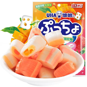 日本进口悠哈味觉糖普超水果味什锦软糖90g草莓芒果哈密瓜味零食