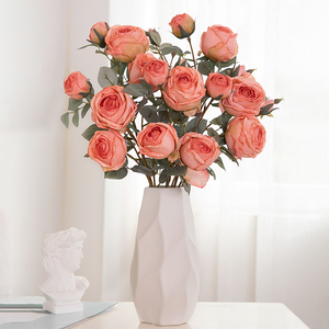 欧式玫瑰花仿真花束假花室内客厅餐桌电视柜装饰摆件绢花摆设花艺