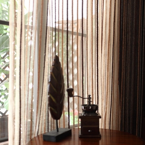 美式窗帘沙阳台纱 客厅纱帘 遮光半透隔断窗纱  简约现代彩纹纱