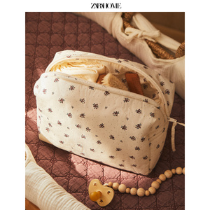 Zara Home花卉印花绗缝棉质化妆包旅游出行便携洗漱包47604126727