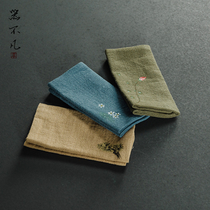 精品纯棉日式手绘茶巾垫超强吸水加厚抹布高档茶席麻布禅意养壶垫