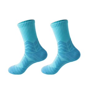 北卡蓝色篮球运动袜子中筒毛巾底加厚减震球袜男款比赛训练纯色袜
