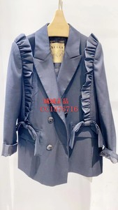 xg雪歌商场同款黑色西装女外套2023秋季新款休闲上衣XI307018A490