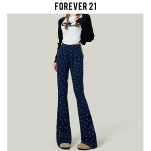 Forever 21笑脸微喇叭裤女春季高腰显瘦弹力休闲裤瑜伽裤马蹄裤子