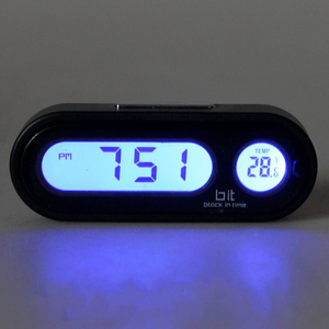 汽车温度计车载时钟LED数显蓝背光可粘贴电子表车内液晶电子钟表