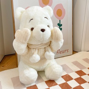 冬日噗噗维尼小熊毛绒玩具公仔童坐款网红小熊玩偶白色毛衣维尼熊