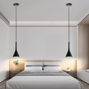 床头小吊灯主卧室现代简约长线单头餐厅灯具网红电视背景墙床头灯