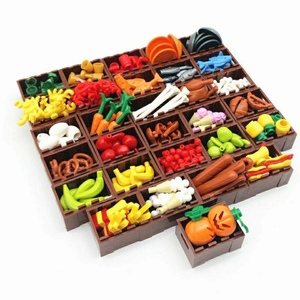 兼容乐高MOC农场食物展示架筐超市蔬菜甜点水果拼装DIY小颗粒积木