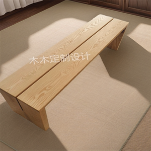 北欧实木长条凳家用餐桌凳子白蜡木原木色换鞋凳卧室床尾凳木凳