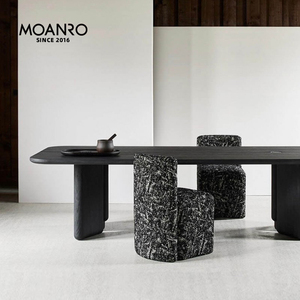 MOANRO摩鹿侘寂风餐桌橡木实木艺术法式长桌岛台复古原木办公桌子