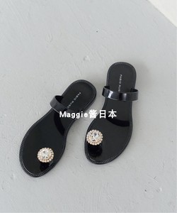 直邮Maggie酱5月中FABIO RUSCONI意大利制 花朵宝石PVC一字 拖鞋