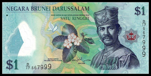 亚洲 全新UNC 文莱1林吉特塑料钞 2011年版 外国钱币 纸币收藏