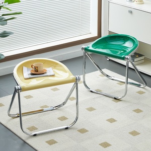 设计师可折叠凳简约透明家用餐椅亚克力网红咖啡拍照化妆折叠椅子