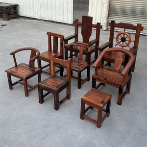 老船木主人椅实木餐椅客人椅中式靠背椅户外休闲椅围椅圈椅长条凳