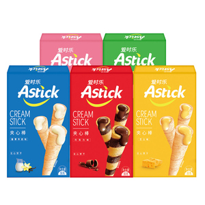 Astick爱时乐夹心棒纸盒组合装50g巧克力草莓味香草牛奶味椰香味