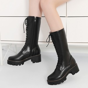 新款Cosplay秋冬中筒骑士靴 高跟马丁靴长靴防水台时尚个性女靴子
