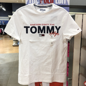 正品代购Tommy汤米T恤短袖男夏季宽松版白色打底衫潮情侣款大码