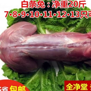 新鲜兔子肉冷冻兔肉20斤/箱生带头兔肉白条兔烤兔子8-14只/箱食用