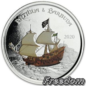 安提瓜和巴布达2020 EC8 海盗船 朗姆酒 1盎司限量精制银币 定金