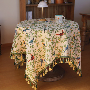 美式乡村餐桌布艺轻奢复古高级感台布家用圆桌长方形茶几桌布北欧