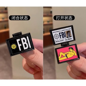 证件徽章FBI工作证可翻盖胸针喜剧人物别针辛普森个性卡通配饰fbl