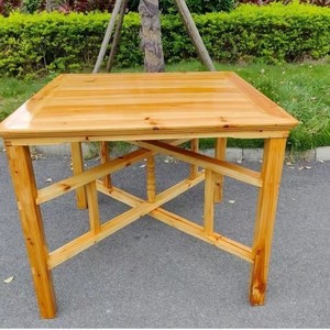 实木清漆八仙桌中式仿古摆摊携带方便折叠拆卸原木正方形中式餐桌